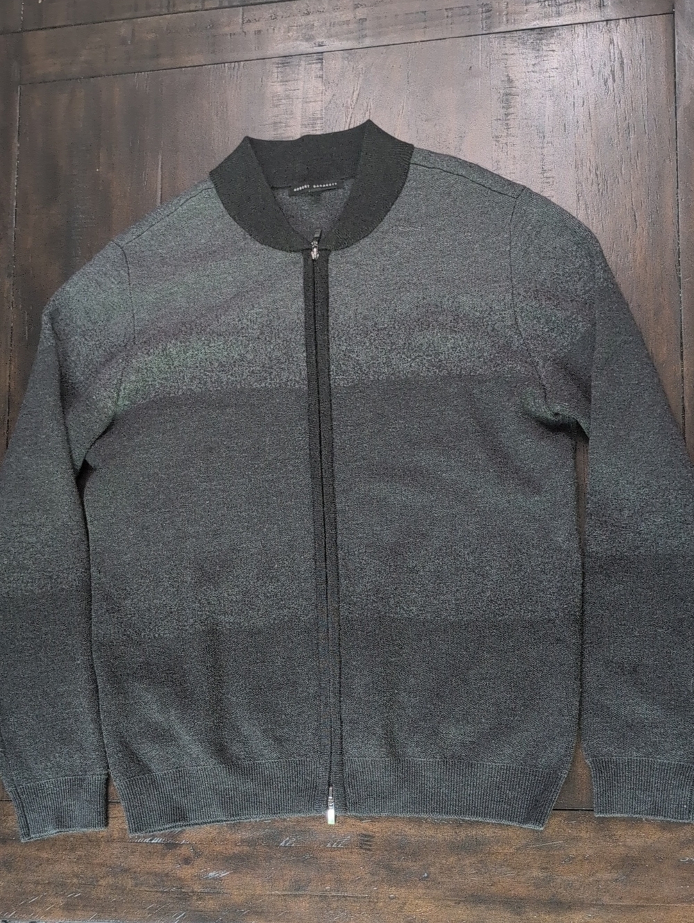 Robert Barakett Men’s 100% Wool Full-Zip Sweater – Size Large